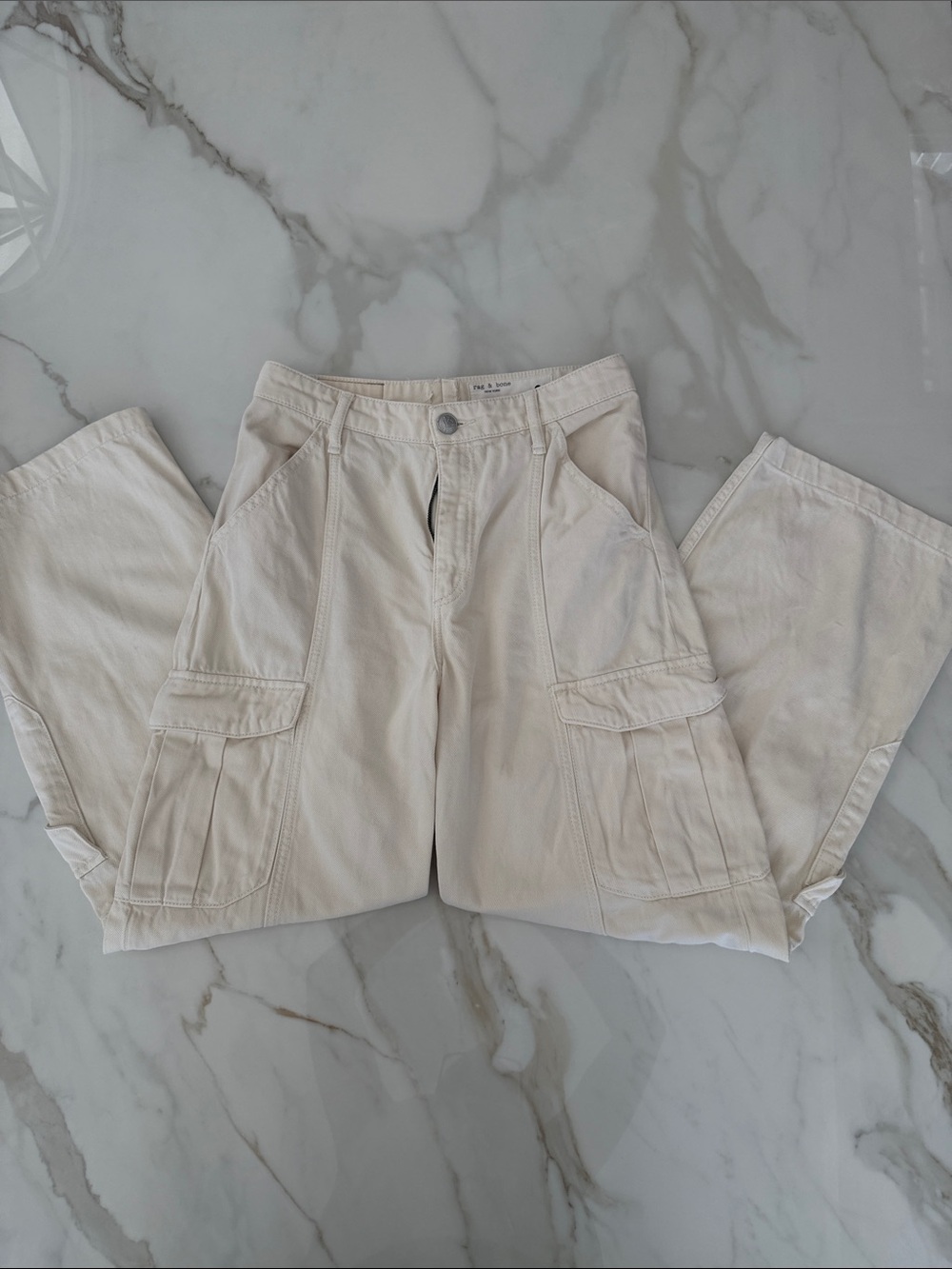 Rag & Bone Women’s Light Cream Cargo Pants - Casual Utility Style